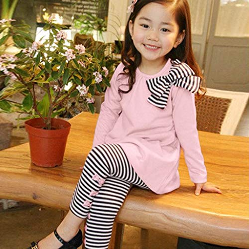 K-youth Ropa Niña Ropa para Bebe Niña de 1 a 6 años Invierno Ropa de Niña a la Moda Barata 2018 Blusas Bowknot Camiseta de Manga Larga Conjunto Niña Pantalon y Top Otoño Fiesta(Rosa, 4-5 años)