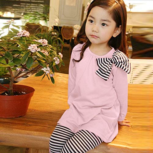 K-youth Ropa Niña Ropa para Bebe Niña de 1 a 6 años Invierno Ropa de Niña a la Moda Barata 2018 Blusas Bowknot Camiseta de Manga Larga Conjunto Niña Pantalon y Top Otoño Fiesta(Rosa, 4-5 años)
