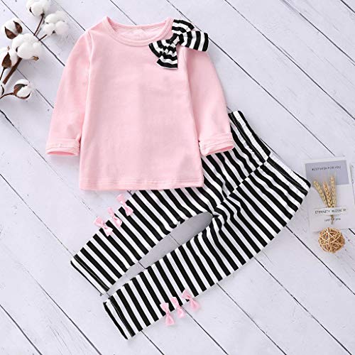 K-youth Ropa Niña Ropa para Bebe Niña de 1 a 6 años Invierno Ropa de Niña a la Moda Barata 2018 Blusas Bowknot Camiseta de Manga Larga Conjunto Niña Pantalon y Top Otoño Fiesta(Rosa, 4-5 años)