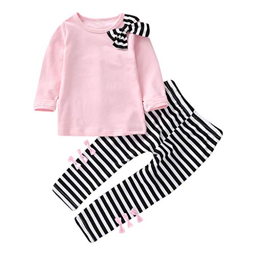 K-youth Ropa Niña Ropa para Bebe Niña de 1 a 6 años Invierno Ropa de Niña a la Moda Barata 2018 Blusas Bowknot Camiseta de Manga Larga Conjunto Niña Pantalon y Top Otoño Fiesta(Rosa, 4-5 años)