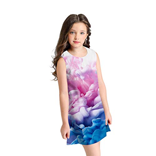 K-youth® Vestido para niña Fiesta Vestidos de Dibujos Animados de impresión en 3D sin Mangas para niños pequeños Ropa para niñas Casual Chicas Vestido de Playa Verano de 7 a 10 años Ninas