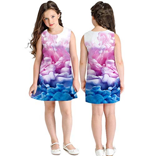 K-youth® Vestido para niña Fiesta Vestidos de Dibujos Animados de impresión en 3D sin Mangas para niños pequeños Ropa para niñas Casual Chicas Vestido de Playa Verano de 7 a 10 años Ninas