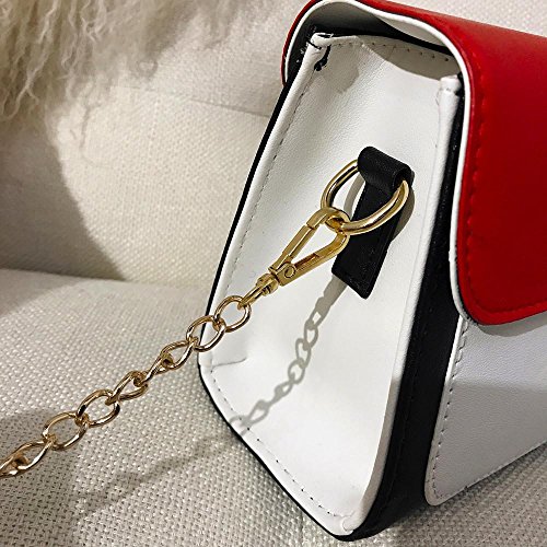 KanLin1986 Mujeres Casual Bolsos de hombro patchwork Hebilla aleta bolso pequeño Bolso de mano Crossbody para niñas Señoras (Rojo)