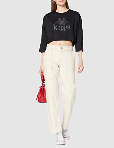 Kappa Authentic Anac Heritage Essentials Camiseta con Mangas 3/4, Mujer, Negro (Black), L