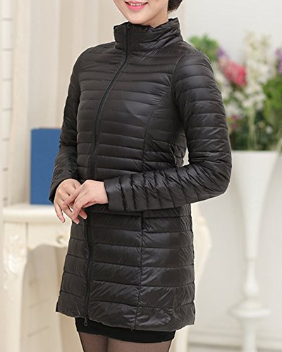 Kasen Abrigo De Plumas Mujer Ligero Largas Chaqueta de Down Parka De Plumón Negro S