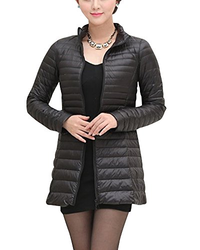 Kasen Abrigo De Plumas Mujer Ligero Largas Chaqueta de Down Parka De Plumón Negro S