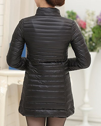 Kasen Abrigo De Plumas Mujer Ligero Largas Chaqueta de Down Parka De Plumón Negro S