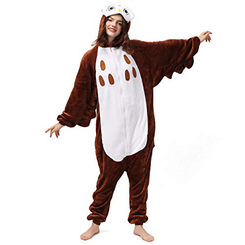 Katara- Pijamas Enteros Diferentes Animales y Tamaños, Adultos Unisex, Color búho marrón, Talla 145-155cm (1744)