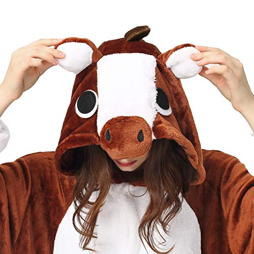 Katara- Pijamas Enteros Diferentes Animales y Tamaños, Adultos Unisex, Color Caballo marrón, Talla 165-175cm (1744)