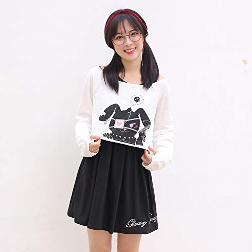 Kawaii Conejo Vestido Estampado 2 Piezas para niñas 2018 nuevos Vestidos (S)