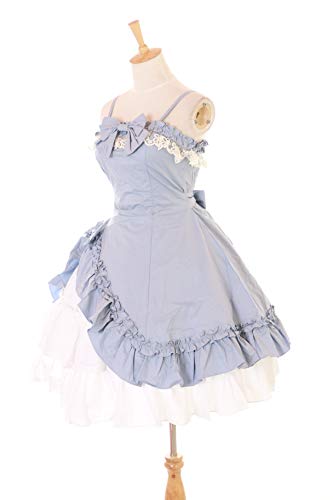 Kawaii-Story JL-663-6 - Disfraz de Lolita gótico con volantes, clásico, vestido y falda, cosplay (L-XL), color azul y blanco