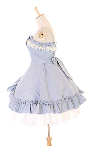 Kawaii-Story JL-663-6 - Disfraz de Lolita gótico con volantes, clásico, vestido y falda, cosplay (L-XL), color azul y blanco