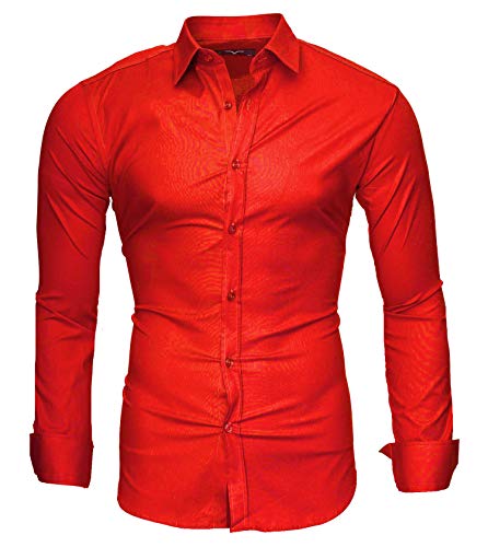 Kayhan langarmhemd A.L.T Hombre Camisa Slim fit, Red L