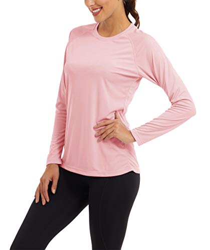 KEFITEVD Ropa de protección UV UPF 50+, camiseta de manga larga de secado rápido, transpirable, camiseta de manga larga funcional para deportes al aire libre Rosa. XXXL