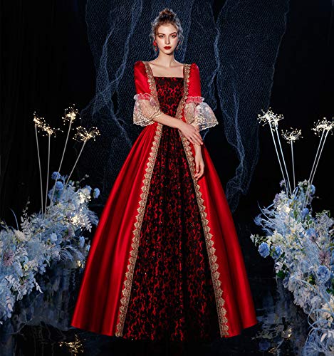KEMAO Vestido medieval rococó victoriano de inspiración para doncella vestido de baile vestido del siglo XVIII