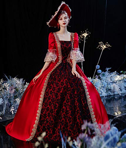 KEMAO Vestido medieval rococó victoriano de inspiración para doncella vestido de baile vestido del siglo XVIII