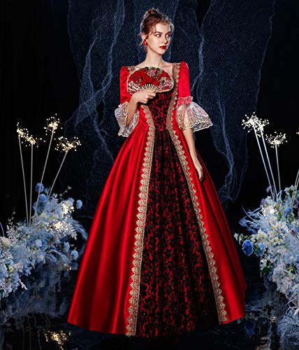 KEMAO Vestido medieval rococó victoriano de inspiración para doncella vestido de baile vestido del siglo XVIII