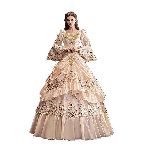 KEMAO Vestido victoriano rococó inspiración, disfraz de doncella medieval, trajes renacentistas, vestido de mascarada - - XXL