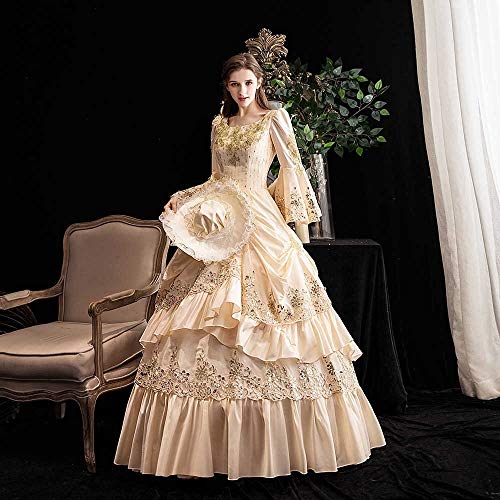 KEMAO Vestido victoriano rococó inspiración, disfraz de doncella medieval, trajes renacentistas, vestido de mascarada - - XXL