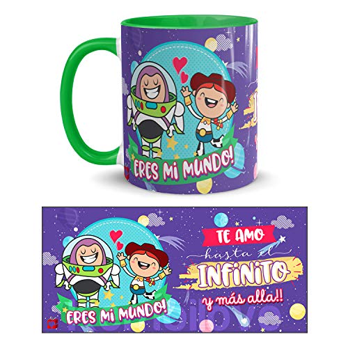 Kembilove Taza Desayuno para Parejas – Tazas Originales de Frikis para Enamorados – Taza Roja con Mensaje Gracioso Eres mi mundo! – Tazas de de café para regalar el día de San Valentín