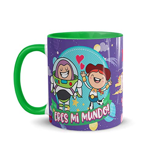 Kembilove Taza Desayuno para Parejas – Tazas Originales de Frikis para Enamorados – Taza Roja con Mensaje Gracioso Eres mi mundo! – Tazas de de café para regalar el día de San Valentín
