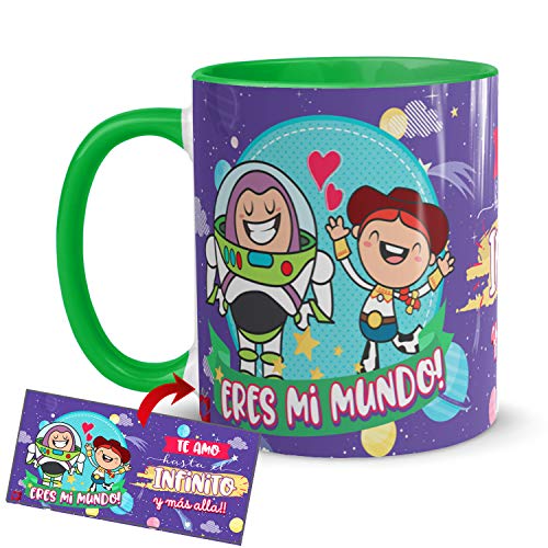 Kembilove Taza Desayuno para Parejas – Tazas Originales de Frikis para Enamorados – Taza Roja con Mensaje Gracioso Eres mi mundo! – Tazas de de café para regalar el día de San Valentín