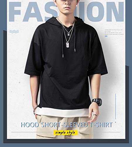 KENAIJING Camiseta Hombre, Hombre Sudadera con Capucha Hoodie Casual Camisa de Entrenamie (Negro, M (Peso 45-50 kg-Altura 160-165 cm))