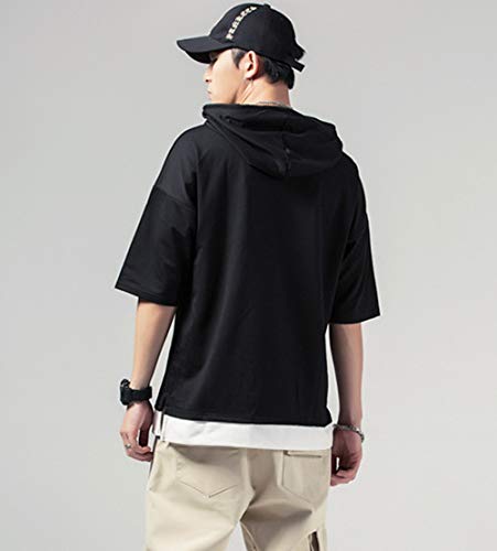 KENAIJING Camiseta Hombre, Hombre Sudadera con Capucha Hoodie Casual Camisa de Entrenamie (Negro, M (Peso 45-50 kg-Altura 160-165 cm))