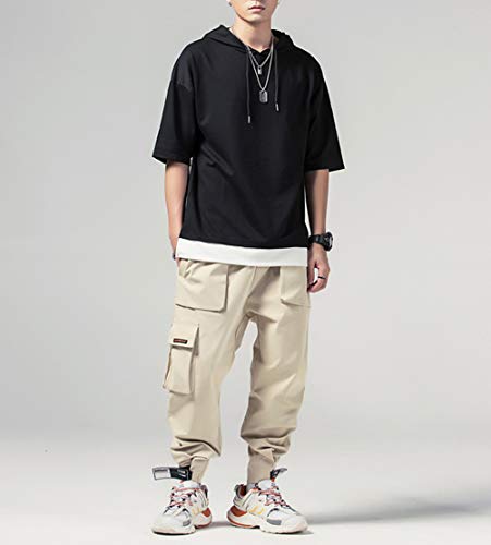 KENAIJING Camiseta Hombre, Hombre Sudadera con Capucha Hoodie Casual Camisa de Entrenamie (Negro, M (Peso 45-50 kg-Altura 160-165 cm))