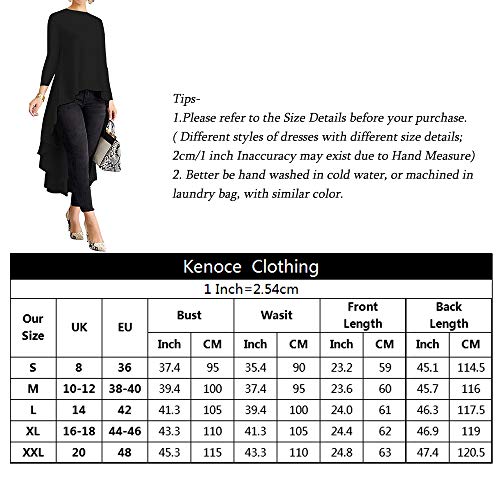 kenoce Blusa de Mujer Irregular Maxi Blusa Sueltas Largas Cuello Redondo y Manga Larga 3/4 Elegante Fiesta Cóctel Noche D-Blanco 2XL