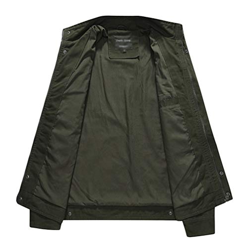 Ketamyy Casual algodón chaquetas estilo militar Tamaño más delgada del resorte del otoño de pie cuello de manga larga Loose Fit para Hombre SG Ejercito verde