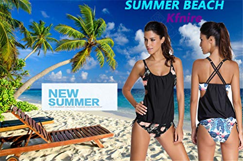 Kfnire Traje de Baño de Dos Piezas Tankini Mujer Push up más tamaño Tankini (Flamenco, XL)