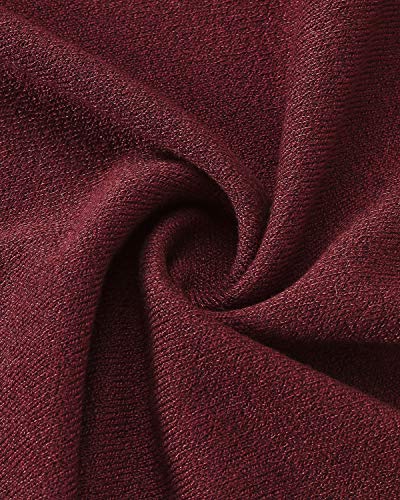 Kidsform Vestido de Talla Grande para Mujer Vestido de Otoño de Primavera Túnica de Gran Tamaño Mini Vestido Manga Larga Cuello Redondo con Bolsillos Casual D-Vino Tinto XL