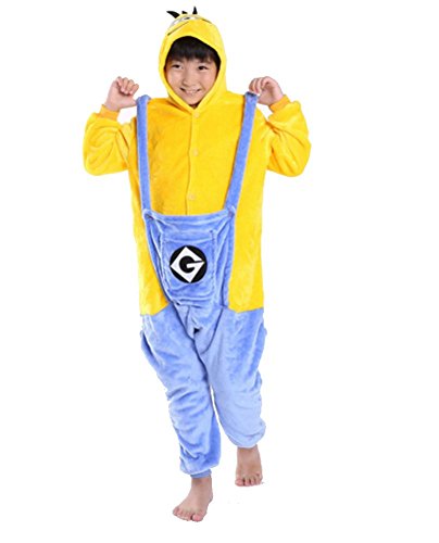 Kigurumi Pijama Animales de Niño Niños Traje Disfraz Carnaval Halloween Fiesta Cosplay Unisex L/10-12 Years-Minions