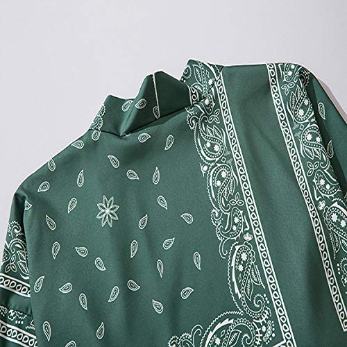Kimono Cárdigan Hombre Abrigos Japones Estilo Yukata, Traje De Capa Informal Interior/Camisa De Moda para Parejas Masculinas Y Femeninas/Ropa Tradicional Japonesa,Green-Xlarge