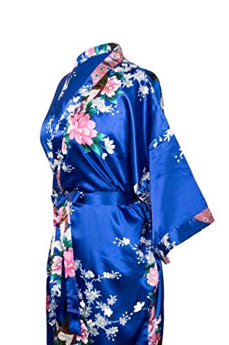Kimono de CC Collections 16 Colores Shipping Bata de Vestir túnica lencería Ropa de Noche Prenda Despedida de Soltera (Azul Real/Oscuro)