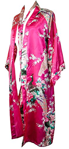 Kimono de CC Collections 16 Colores Shipping Bata de Vestir túnica lencería Ropa de Noche Prenda Despedida de Soltera (Rosa Fucsia)