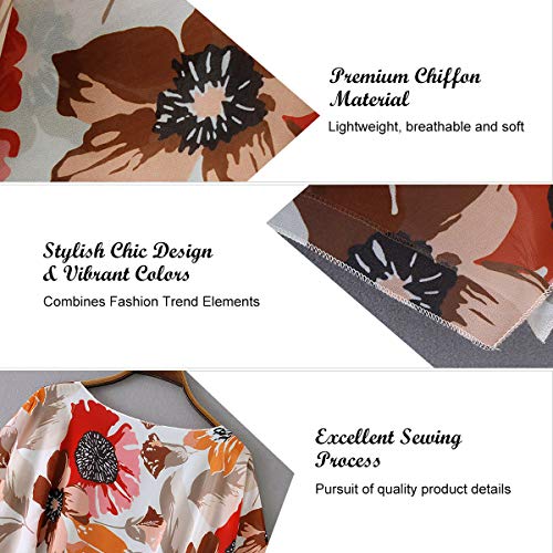 Kimono para Mujer - Cárdigan Largo Kimono, Floral Mujeres Kimono Dormir Bata Verano Satén Suave y Ligero (Blanco B, L)