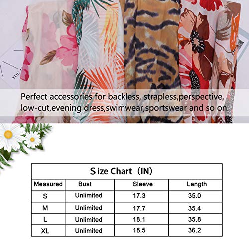 Kimono para Mujer - Cárdigan Largo Kimono, Floral Mujeres Kimono Dormir Bata Verano Satén Suave y Ligero (Blanco B, L)