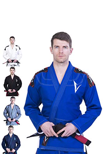 Kimono Vector Attila Series de Jiu Jitsu con cinturón Blanco, Ligero, 100% algodón, A1, Azul