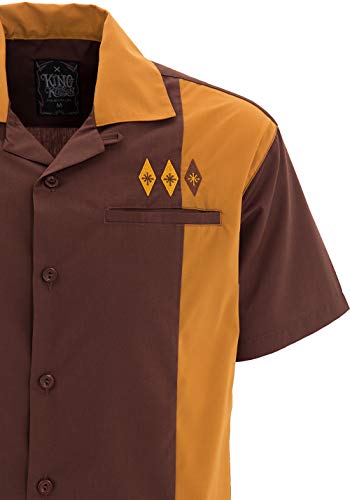 King Kerosin Bowling Camisa, Marrón, S para Hombre