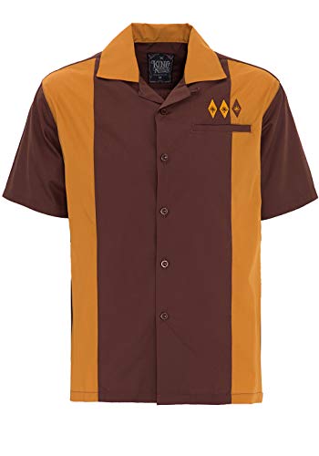 King Kerosin Bowling Camisa, Marrón, S para Hombre