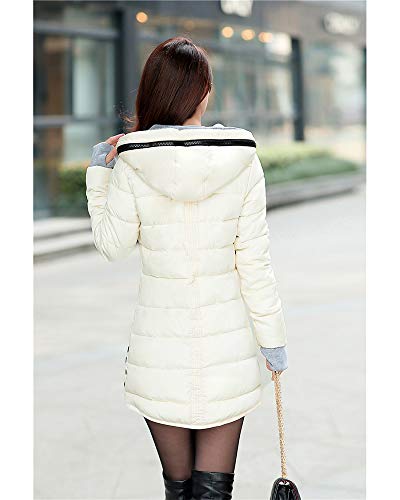 KINLOU Abrigos Parka con Capucha de Mujer Invierno - Chaquetas Largo Cálida y Gruesa Cazadoras Acolchada Talla Grande, Blanco/EU 2XL = Tag 4XL