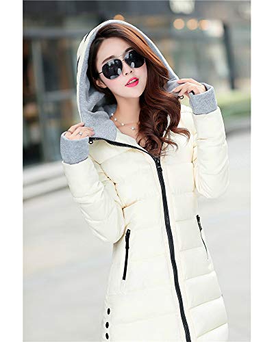 KINLOU Abrigos Parka con Capucha de Mujer Invierno - Chaquetas Largo Cálida y Gruesa Cazadoras Acolchada Talla Grande, Blanco/EU 2XL = Tag 4XL