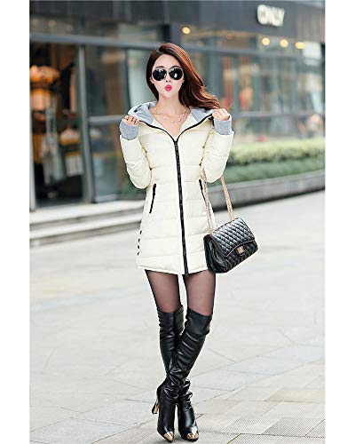 KINLOU Abrigos Parka con Capucha de Mujer Invierno - Chaquetas Largo Cálida y Gruesa Cazadoras Acolchada Talla Grande, Blanco/EU 2XL = Tag 4XL