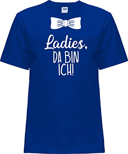 Kleckerliese - Camiseta infantil de manga corta con frases para niña, diseño con texto en inglés "da Bin ich " azul real. 2 Años