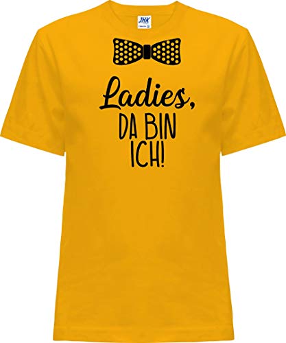 Kleckerliese - Camiseta infantil de manga corta con frases para niña, diseño con texto en inglés "da Bin ich " dorado 0 mes