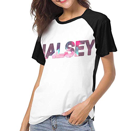 Kmehsv Camiseta de Manga Corta de Mujer, Halsey Women Baseball Short Sleeve Round Neck T Shirt