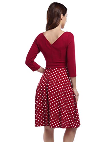 KOJOOIN Vestidos de Noche Vintage para Mujer Vestidos de los años 50 con Cuello en V Vestidos de cóctel Estilo Hepburn