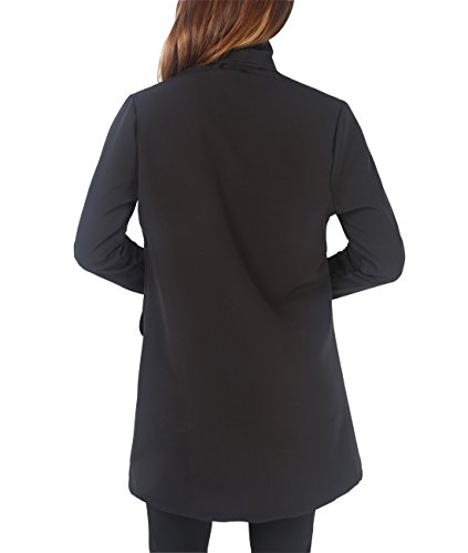 KRISP Blazer Mujer Largo Boyfriend Chaqueta Larga Elegante Barato Talla Grande Boda, (Negro, S), 5403-BLK-S